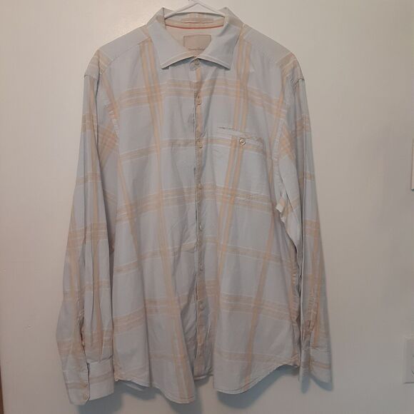 Tommy Bahama Button Up Shirt XL Blue Yellow Plaid Long Sleeve Button Up - Picture 1 of 9